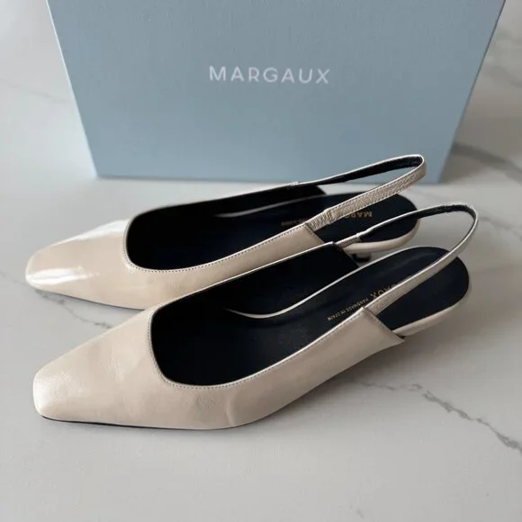 BRAND NEW Margaux The Sofia Sling - Ecru Crinkle Patent (39) - Picture 13 of 14